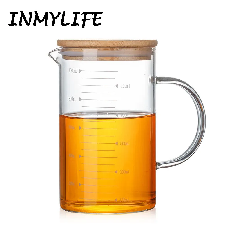 

INMYLIFE Heat-resistant Borosilicate Glass Mug Coffee Offices Cup Tea Beer Mugs Measuring Cup Cold Water Glass Cup 240ML-1000ML