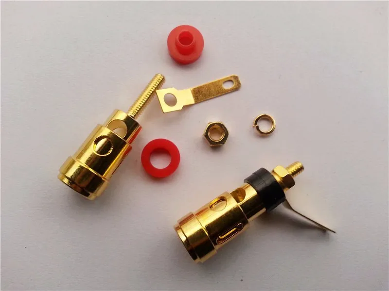 

50PCS mini Gold Plated Brass Speaker AMP Terminal Binding Post Spring Loaded Press Type