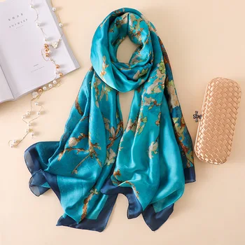 

Summer We Luxury Brand Women Scarf Fashion Trees Print Quality Silk Scarves Designer Shawls And Wraps Long Bandana Foulard