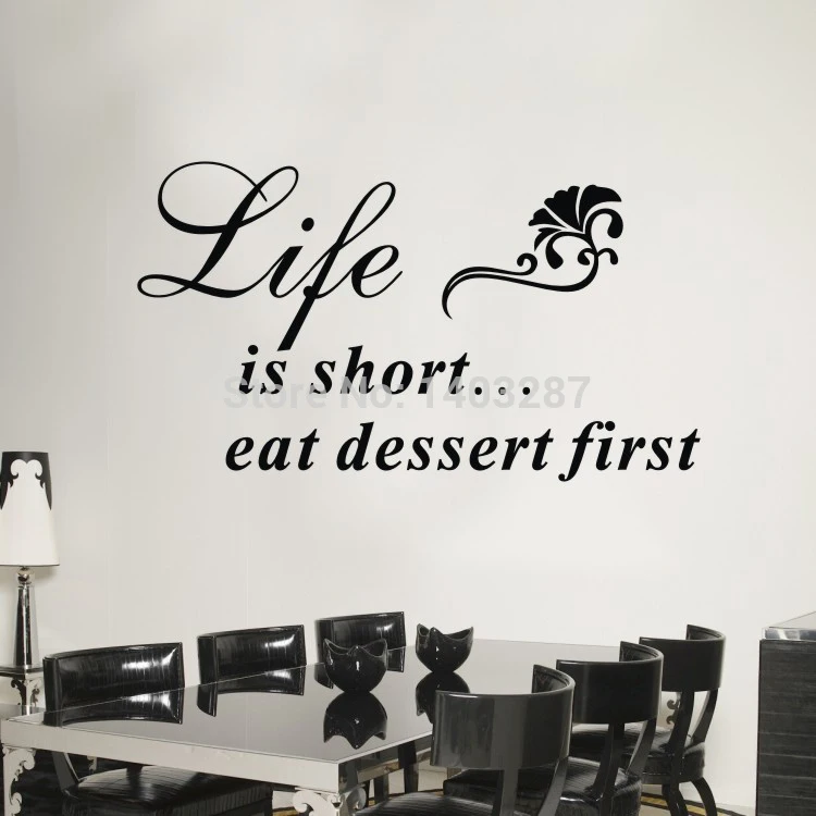 Life-Is-Short-Fine-Quality-Vinyl-Black-Wall-Sticker-Sentences-Love ...