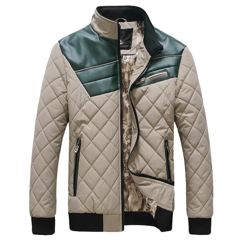 Winter new pattern keep warm patchwork coat men pa...