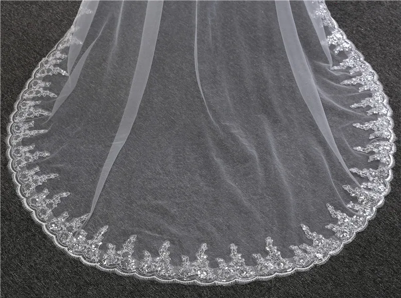 velo-de-novia-boda-3-Meter-Single-Layer-White-Ivory-Bridal-Veil-Appliqued-Lace-Edge-Cheap (3)