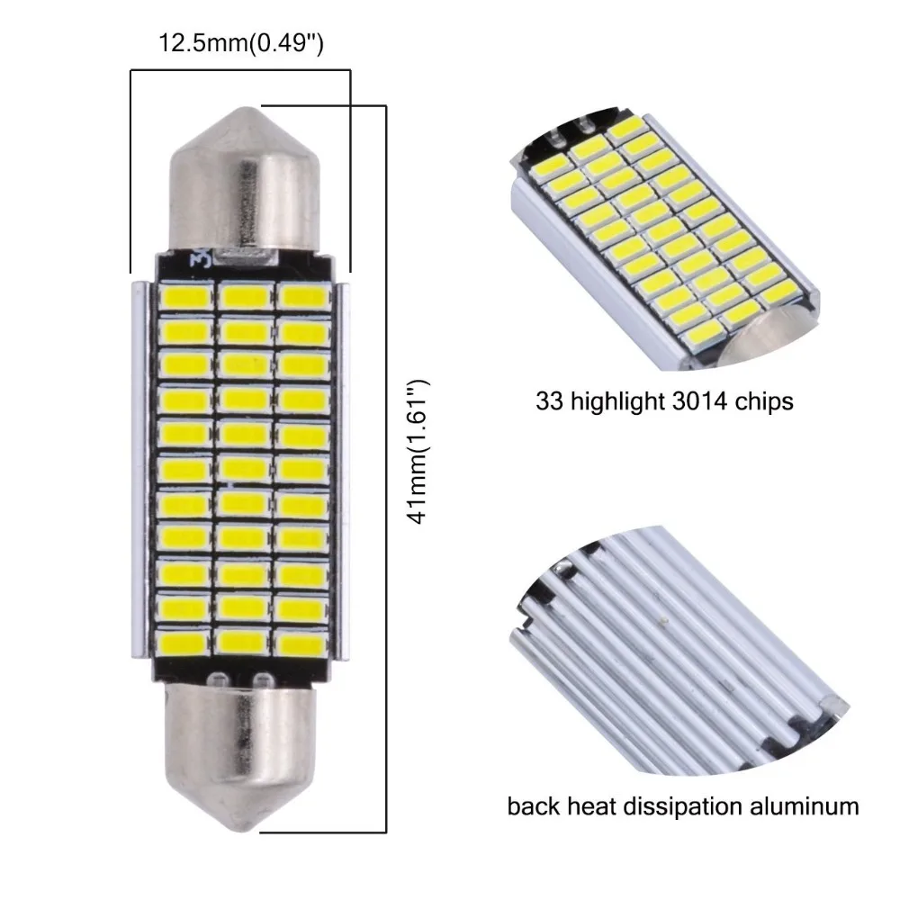 2 шт. C5W Внутренние светодиодные лампы 3014 18 27 30 33 smd 12 V Canbus Error Free 31 мм 36 мм/39 мм/41 мм Festoon купол для чтения светодиодные лампы