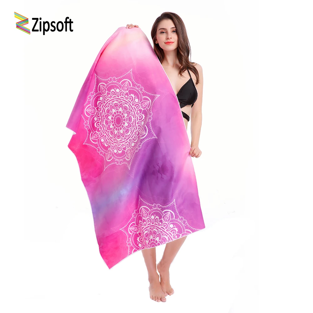 

Zipsoft Large Size Microfiber Beach towel Mandala Violet Quick Drying Yoga Mat Sports Swimming Bath Blanket Christmas gift 2019