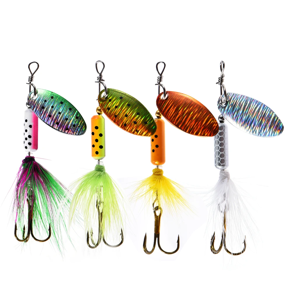 بيكي سبينر الصيد السحر Wobblers CrankBaits الرقصة أشرق المعادن الترتر المرقط ملعقة مع ريشة السنانير ل الكارب الصيد Pesca