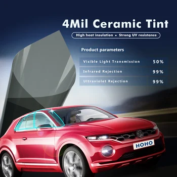 

0.5x20m/20"x66ft 4mil Car Nano Ceramic Window Tint 50%VLT Curtains Tinting Film Solar Protection Sun Shade For Auto Side Window