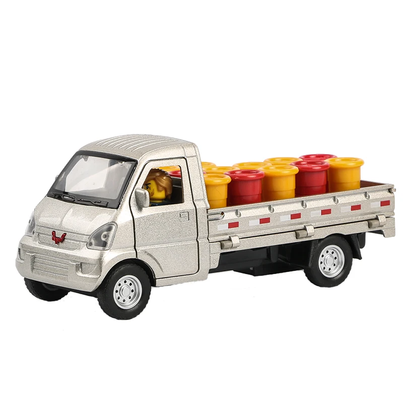 

Alloy Liuzhou Truck Toy Model Simulating Acousto-optic & Pull back & five open door Engineering vehicle 1:32 diecast