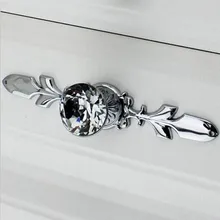 Fashion deluxe rhinestone drawer cabinet knob silver dresser wardrobe door pull glass crystal chrome furniture door handles