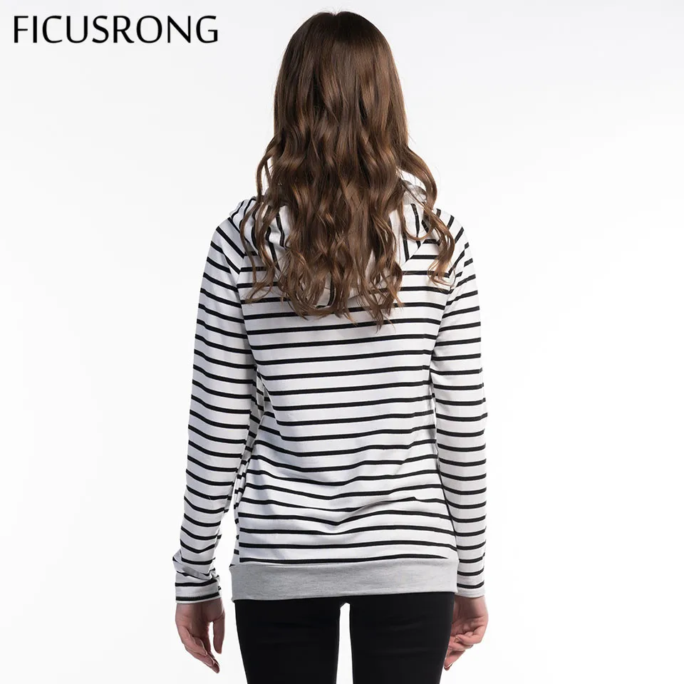 FICUSRONG 2019 Women Hoodies Sweatshirt Spring Autumn Ladies Causal Striped Patchwork Slim Tops Long Sleeve Pullover Coat FICUSRONG 2019 Women Hoodies Sweatshirt Spring Autumn Ladies Causal Striped Patchwork Slim Tops Long Sleeve Pullover Coat