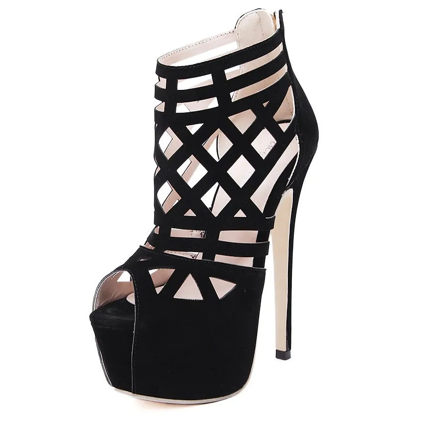 16cm Beautiful High-heeled Cut-out Sandals