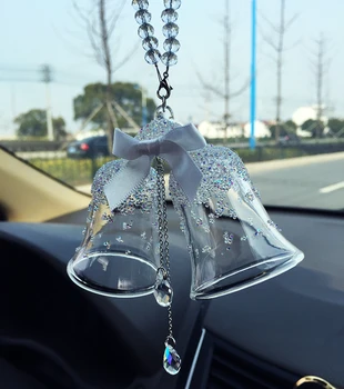 

Blingbling Glass Crystal Double Chime with Color Ribbon Crystal Craft Home Decor Gift Box Package DEC241