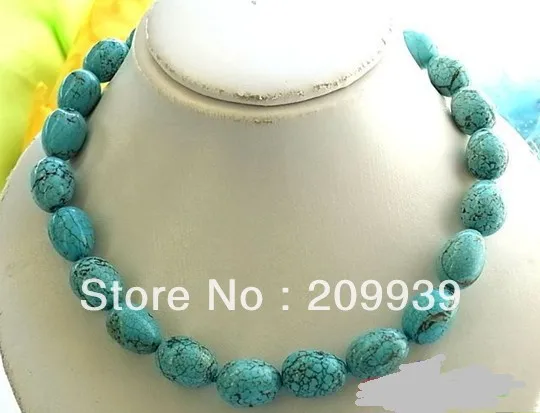 

huij 002184 17" 19MM NATURE ELLIPSE SKY-BLUE TURQUOISE NECKLACE