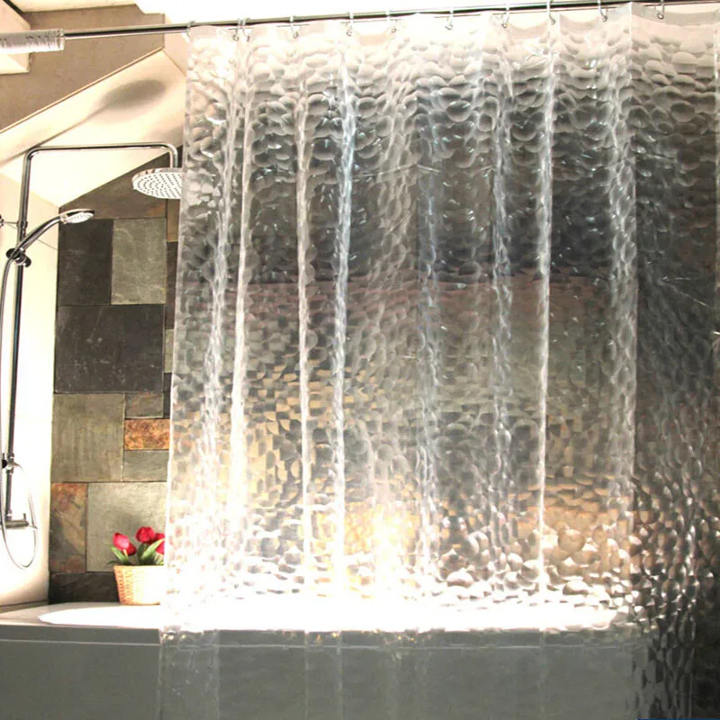 Bathing Shower Curtain 3D Water Effect Cube Design Water Resistance