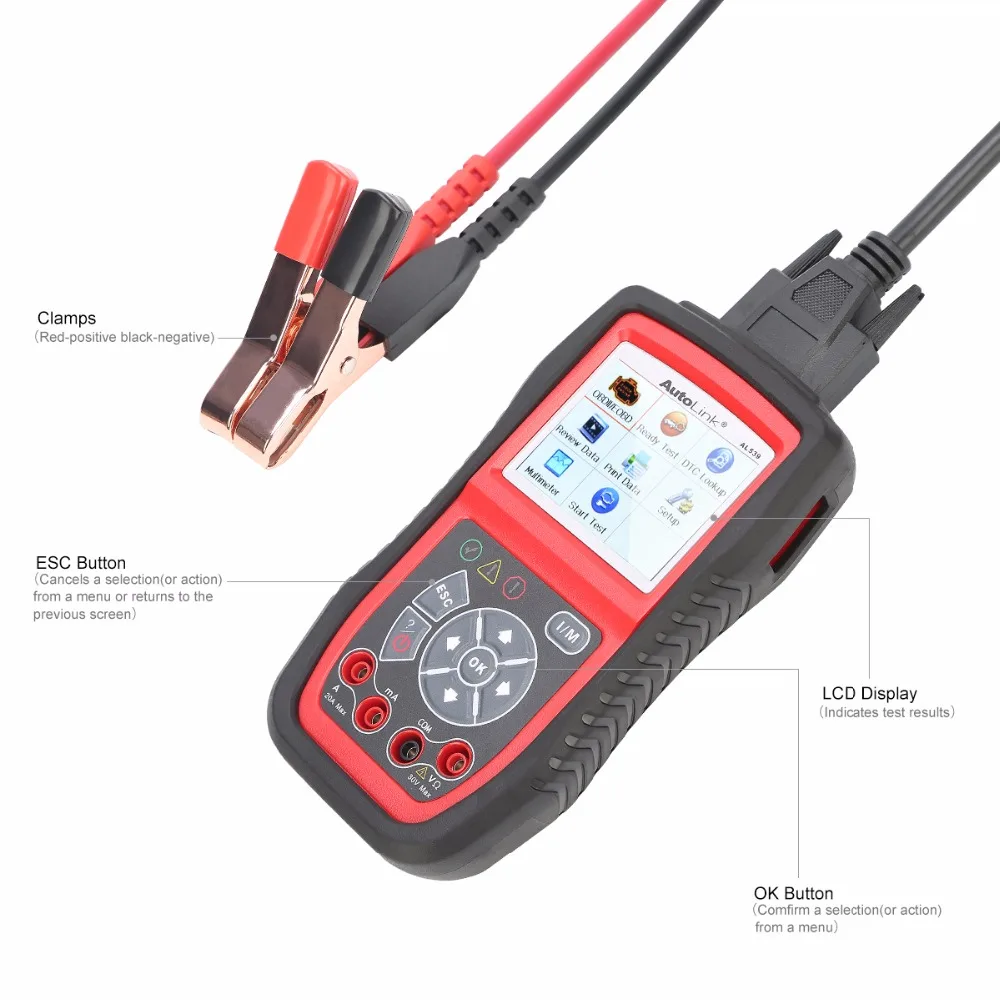 Autel AutoLink AL539B полный OBD2 считыватель кодов Avometer тестер батареи 3 в 1 для