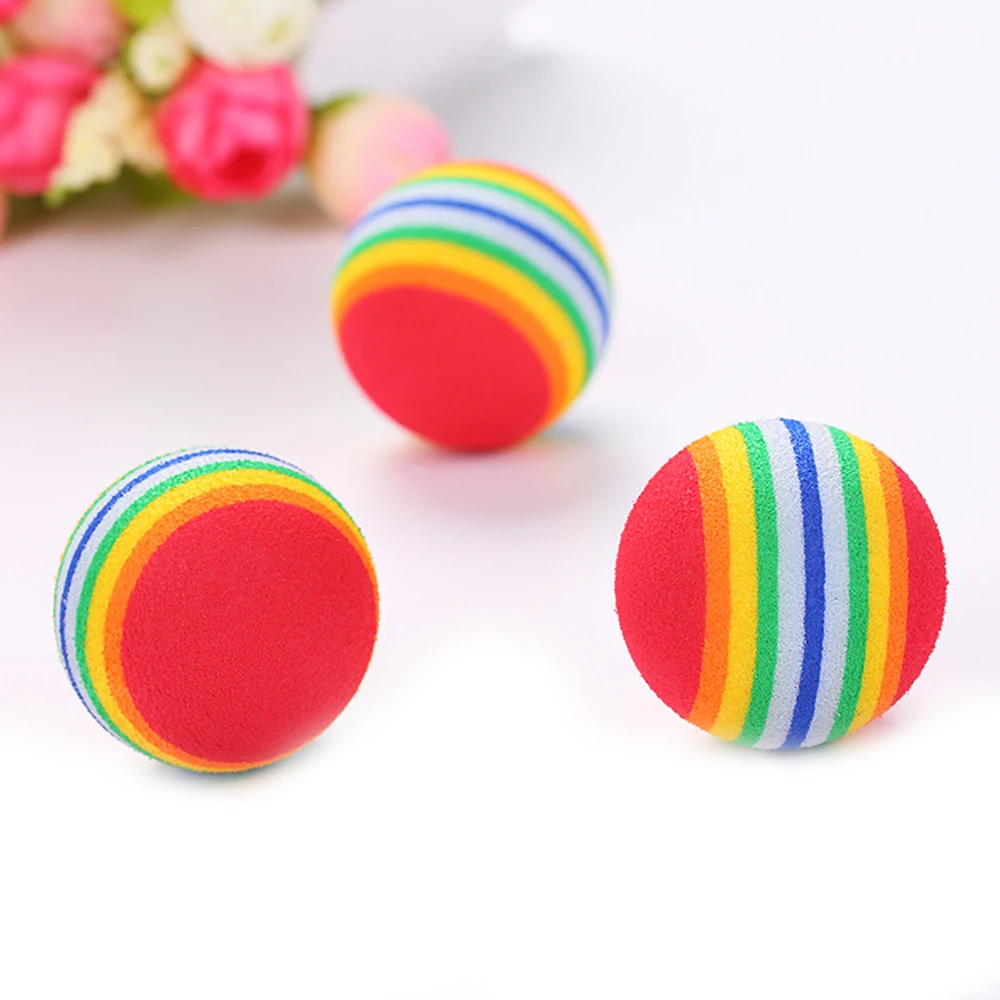 1 Pcs Rainbow Pet Cat Toy Ball Interactive Cat Toy 42mm Bubble Treatment Ball Funny Training Pet Supplies