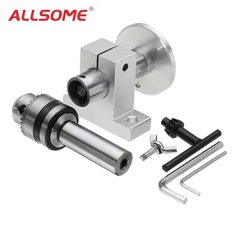 

ALLSOME Live Lathe Center Head with Chuck DIY Accessories for Mini Lathe Machine Revolving Centre Woodworking Tool HT1990