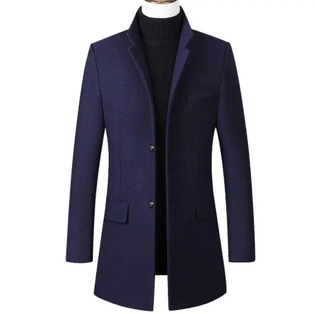 

Mens Winter Warm Long Parka Homme Black Blue Grey Red Men Casual Long Wool Trench Coat Padded Jacket Slim Fit Quilted Outerwear