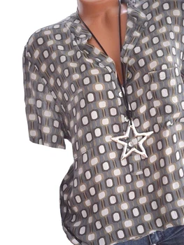 

5XL Plus Large Size Blusa Women's Blouses Summer Tops New Leisure Blouse White Loose Plaid Print V Neck Short Sleeve Shirts Top