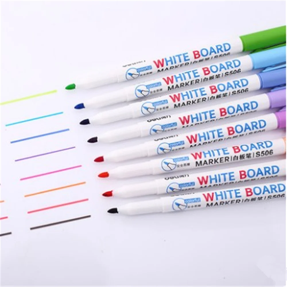 8 цветов/коробка низкий запах маркеры на водной основе, доска маркер стирающиеся ручки набор, ультра тонкий наконечник, разные цвета