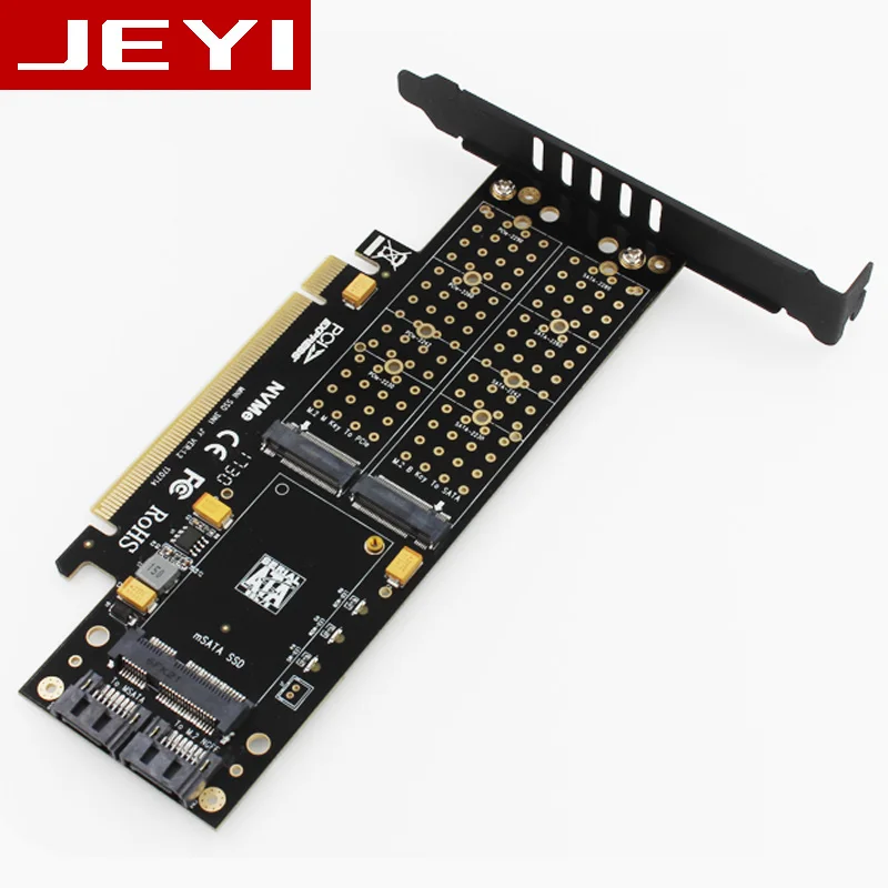 Ssd adapter card M.2 to pcie adapter Pcie adapter card M.2 expansion card JEYI SK16-PRO NVME NGFF Adapter x16 PCI-E3 Full Speed M.2 2280 aluminum sheet Thermal conductivity silicon wafer fan cooling