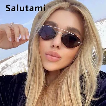 

Rimless Paw Lens Alloy Sunglasses For Women Luxury Brand Black Chic Sun Glasses Men Square Claw Clear Lens Shades Vintage Yellow