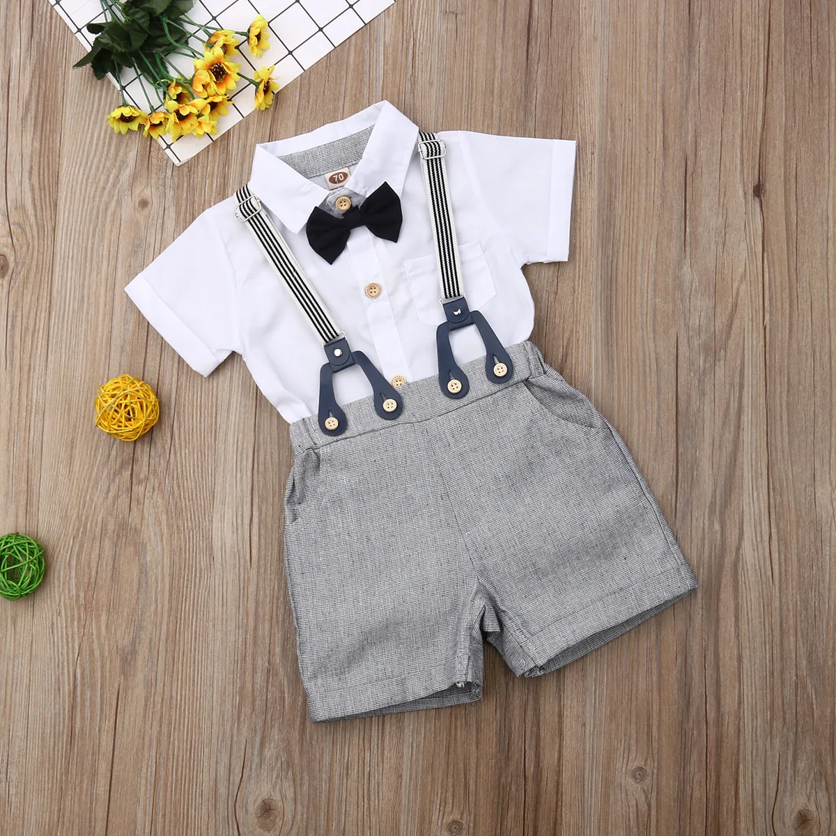 Pudcoco/Одежда для новорожденных мальчиков Однотонная рубашка, комбинезон, топы, комбинезон, Короткие штаны комплект из 2 предметов Праздничная свадебная одежда