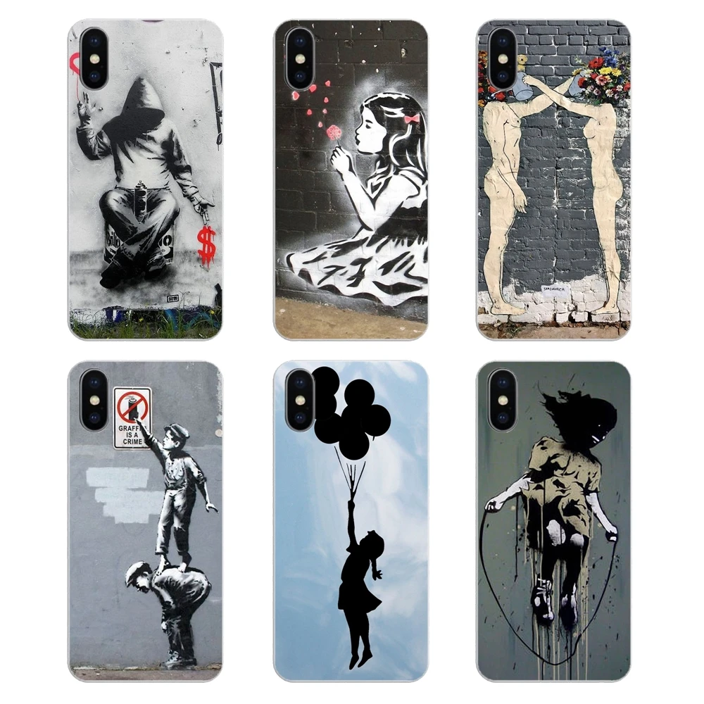 

For Samsung Galaxy A5 A6 A7 A8 A9 J4 J5 J7 J8 2017 2018 Plus Prime Transparent Soft TPU Case Street Art Banksy Graffiti Painting