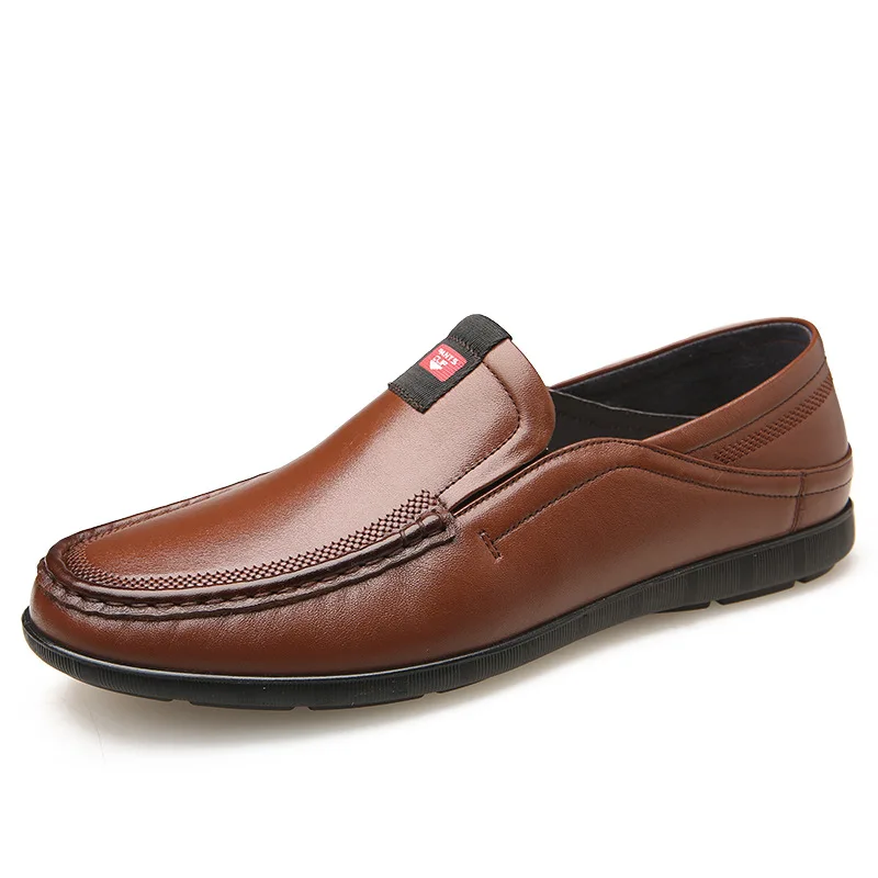UPUPER/мужские лоферы из натуральной кожи; мужские мокасины; удобные слипоны; повседневная обувь для вождения; цвет коричневый, черный - Цвет: Коричневый