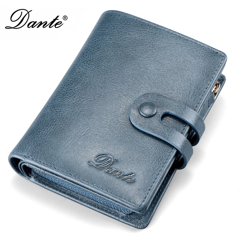 

Dante Women& Men Wallet Genuine Leather Female Purse Fashion Short Money Bag Unisex Oil Wax Cowskin Card Holder Hasp Coin Pocket