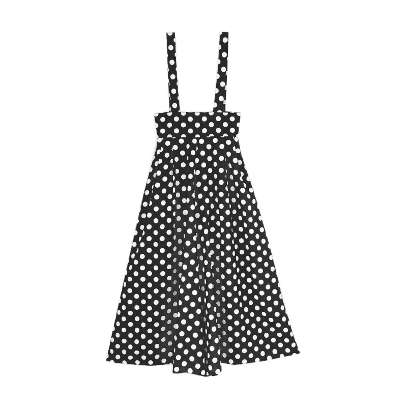 black and white polka dot dungarees