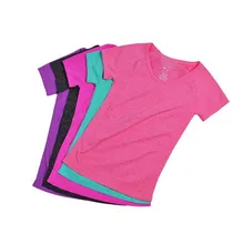 Корейская женская одежда Спортивная Футболка короткий рукав быстрый сухой дышащий хорошо Форма здания 5 Цвета Спорт Тренажерный зал Бег