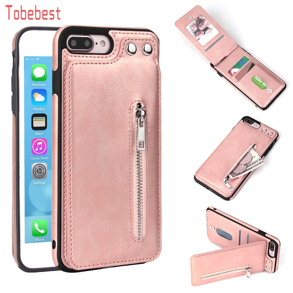 Cases For iPhone X 8 7 6S 6 Plus 5S SE Fashion zipper Leather Phone Case Card Holder Wallet Cover for iphone 7 plus/XS/XS MaxXR