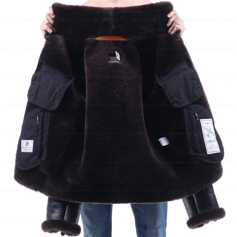 Мужская кожаная куртка бомбер B3 авиаторская с меховой защитой B6|bomber fur|leather