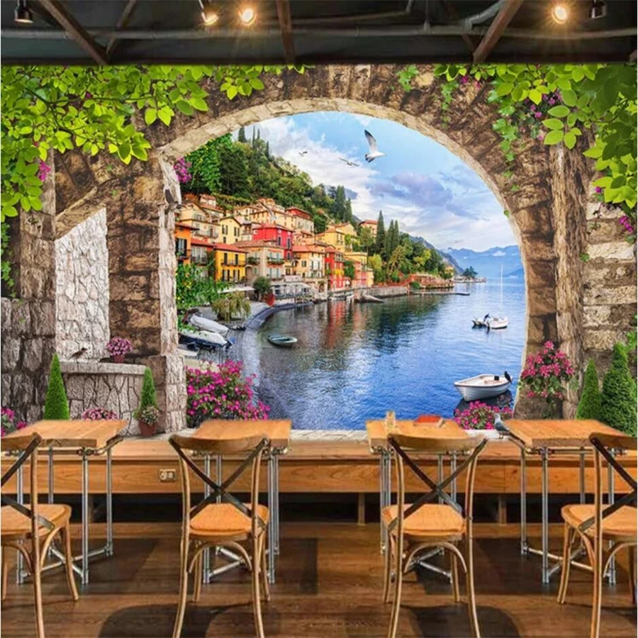 

Custom wallpaper 3d oil painting European stereo arch green leaf TV background wall papers home decor papel de parede wallpaper