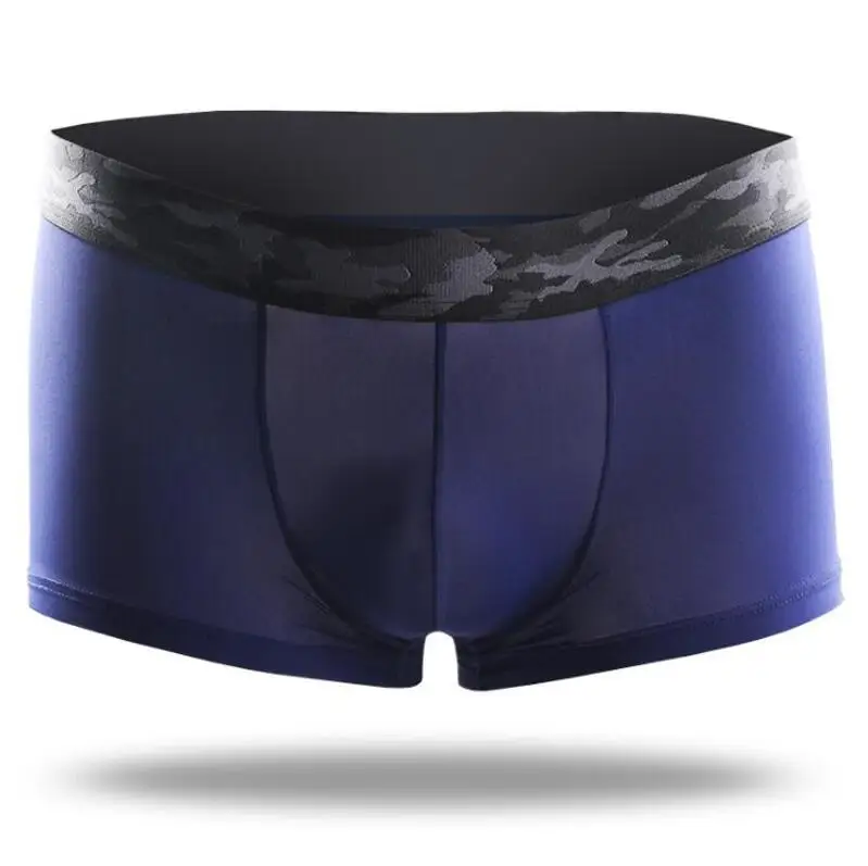 Летние Ice Silk, для мужчин нижнее бельё для девочек бесшовное, прозрачное, Короткие трусы-боксеры ультра тонкие прозрачные воздухопроницаемая комфортная обувь трусики нижнее белье - Цвет: Royal Blue