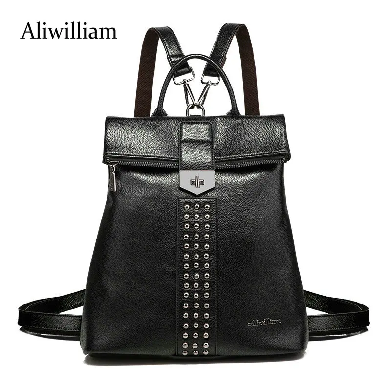 Aliwilliam 2017 Women Fashionable Leather Backpacks Original Design Zipper Famous Designer Brand Preppy Style Stylish Back
