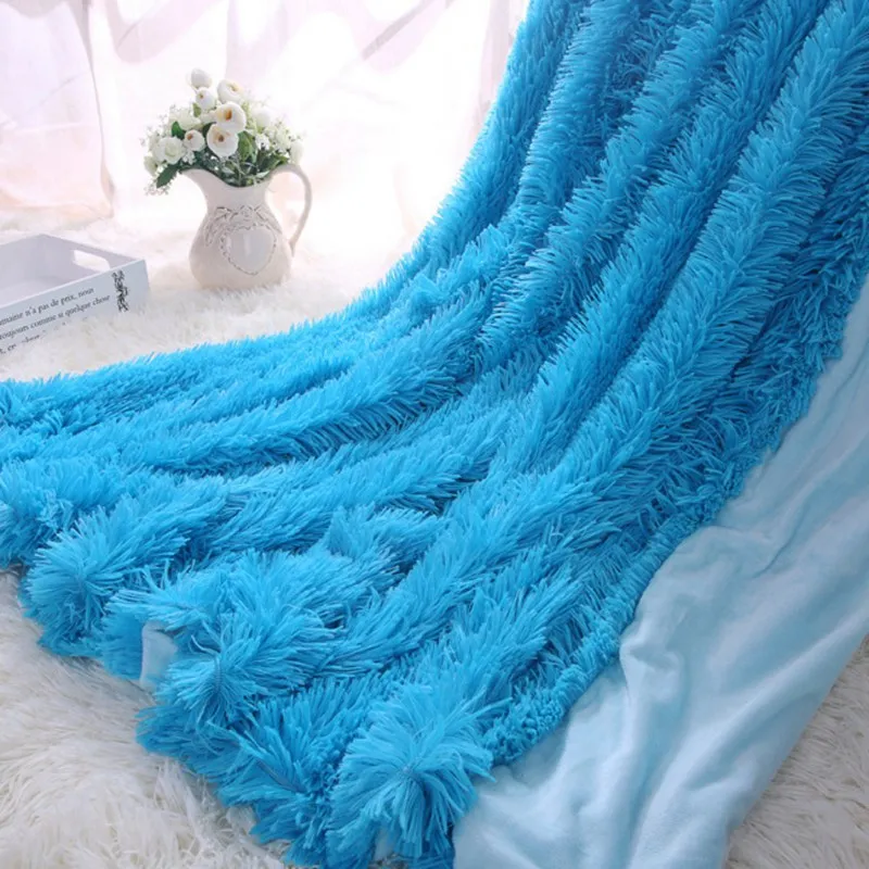 

Super Soft Faux Fur Blanket Warm Solid Shaggy A Blanket Throw Rug 8 Colors for Sofa Bedding
