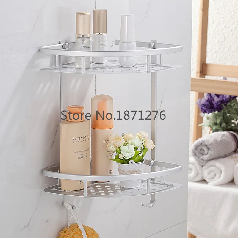 Настенная Двухуровневая алюминиевая полка для ванной комнаты|aluminum bathroom shelf|bathroom
