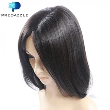 2017 PREDAZZLE 10A Brazilian Lace Front Human Hair Wigs Perruque Straight Virgin Baby Hair Glueless Wig for African Americans