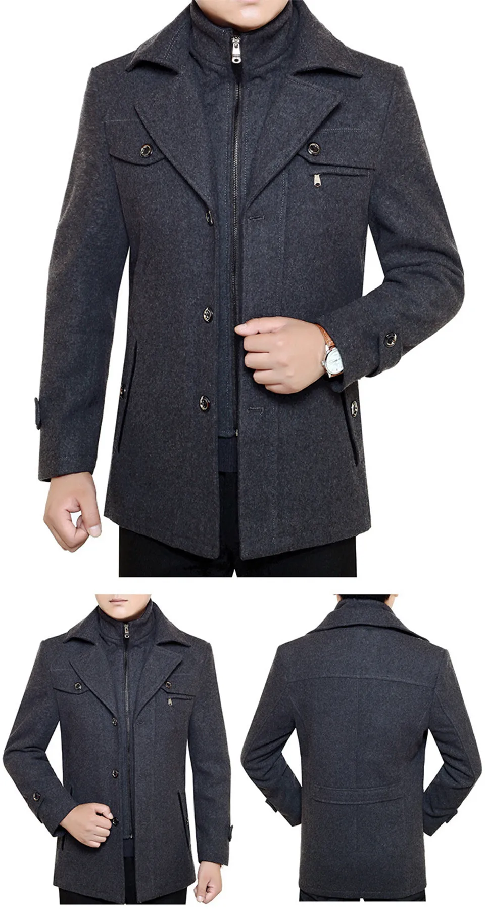 RUELK, зимние мужские толстые пальто, приталенные куртки, мужская повседневная теплая верхняя одежда, куртка и пальто, мужские пальто, Мужская брендовая одежда, M-4XL