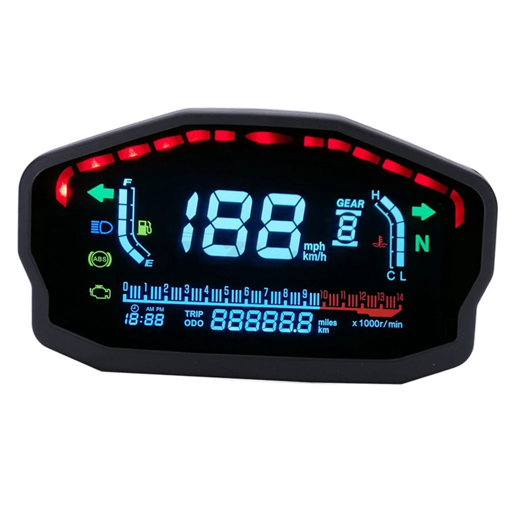 Digital LCD Display Thermometer Temperature Gauge Speedometer Tachometer Universal  for Motorbike