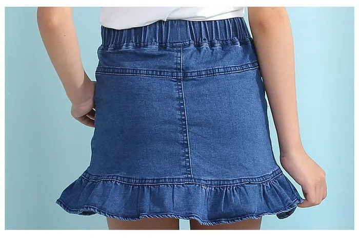 Новая детская летняя юбка для девочек г. Детская Повседневная джинсовая юбка русалки хорошего качества с пуговицами для девочек от 3 до 9 лет