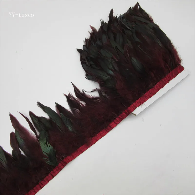 Wine red YY-tesco хороший 10 ярдов озеро синий курица хвостовые перья птиц планки полосы для свадебной вечеринки одежда отделка петушиным пером - Цвет: Wine red