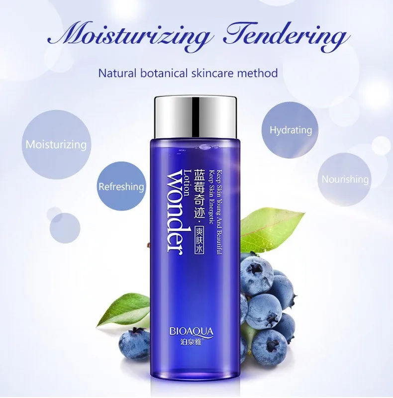 Дешево 2018 Bioaqua Blueberry miracle glow чудо Тоник для лица макияж вода Гладкий лосьон для лица масло контроль пор увлажняющий уход за кожей