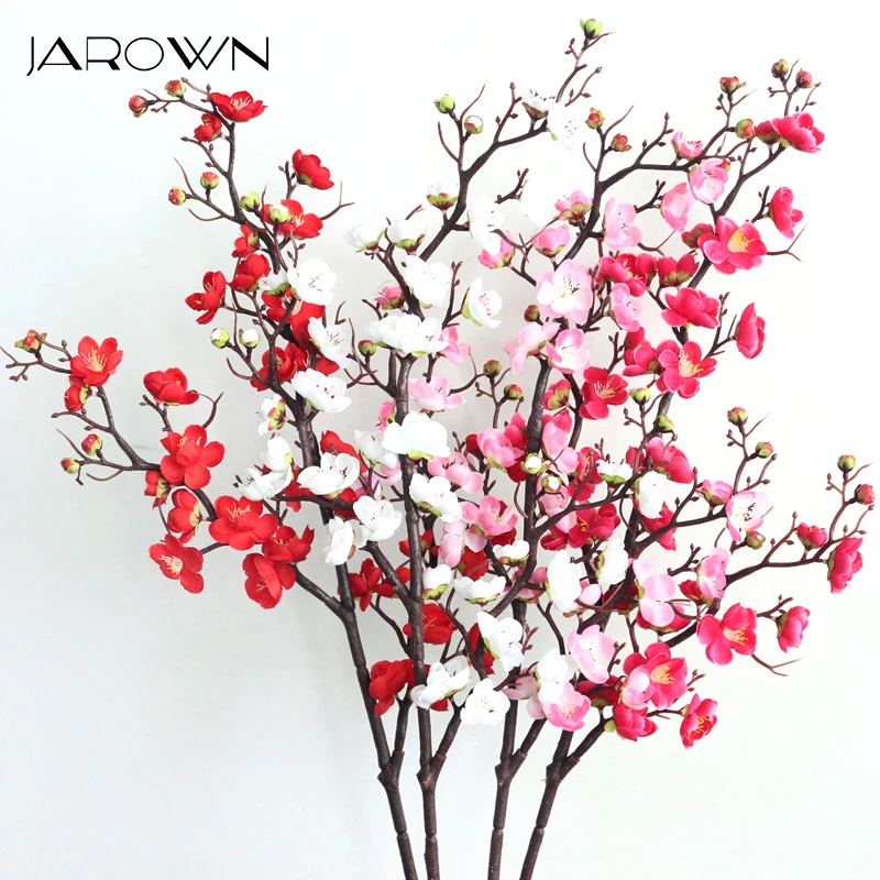 

JAROWN Artificial Long Branch Plum Blossom Simulation Silk Peach Blossom For Wedding Decoration Accessory Home Office Decor