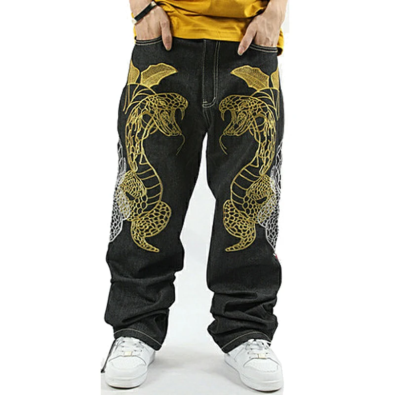 Ripped Jeans Promotion New Mid Loose Hip Hop Jeans Men Printed Hiphop