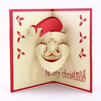 

Cube life Santa Claus smile 3D Christmas cards creative handmade 3D card