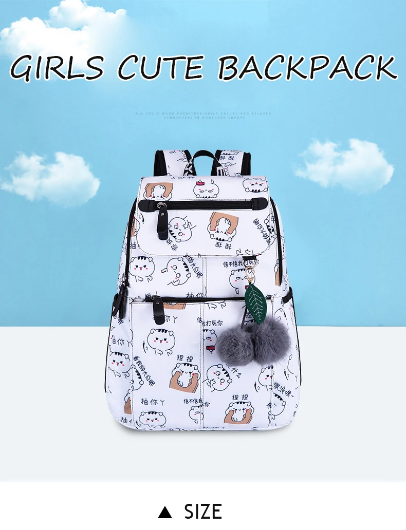 Милый мультфильм рюкзак для девочек-подростков холст BookBags для школьных рюкзаков с USB зарядка через usb Порты и разъёмы Колледж сумки