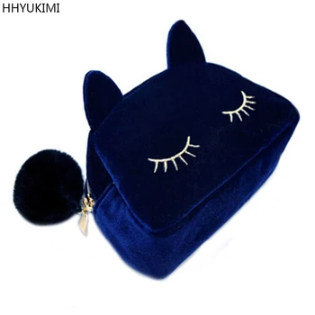 

HHYUKIMI Brand Cute Cat Neceser Beautician Travel Toiletry Make Up Bag Suitcase Case Storage Pouch Women Cosmetic Bag Organizer