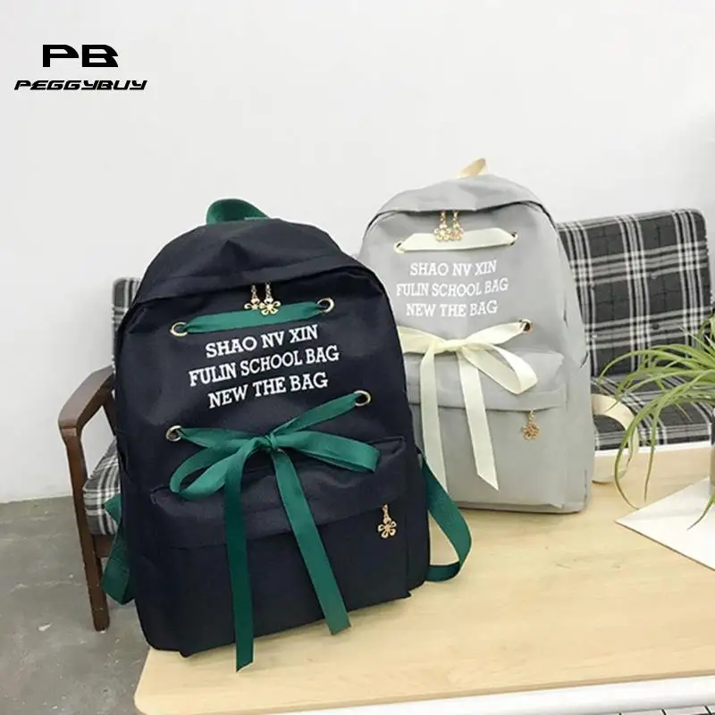 Las mujeres Mochila estilo Preppy Bookbags Oxford de lazo Mochila Escolar bolsas para la escuela de chicas adolescentes Mochila impermeable 2018 nuevo